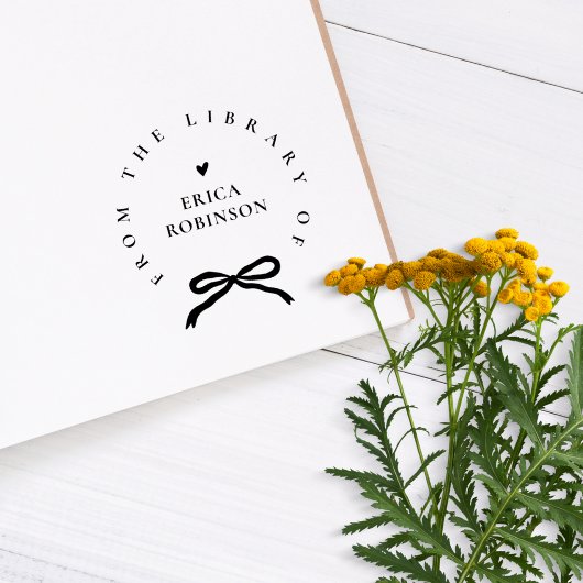 Chic Ribbon Round Elegant Library Book ラバースタンプ