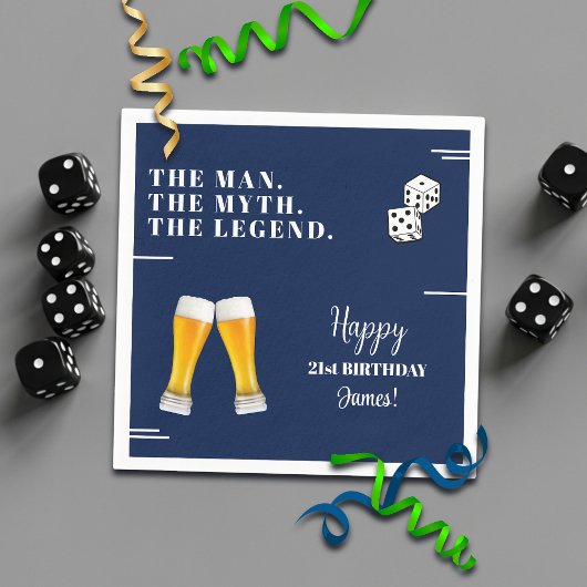 Chic Rolling Dices Pints 21st Birthday スタンダードカクテルナプキン