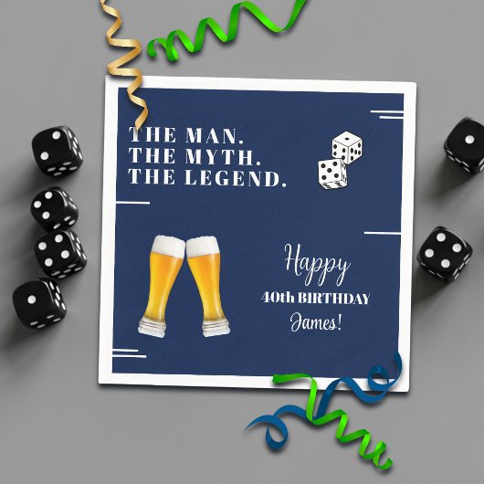 Chic Rolling Dices Pints 40th Birthday スタンダードカクテルナプキン