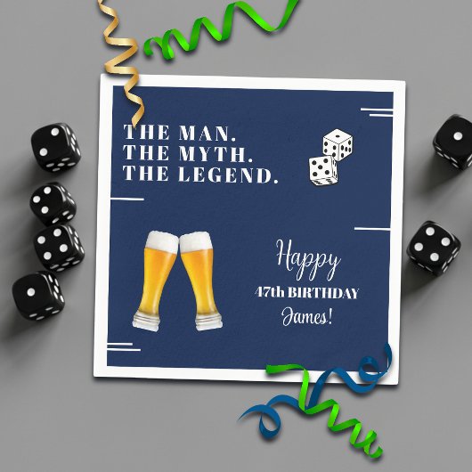 Chic Rolling Dices Pints 47th Birthday スタンダードカクテルナプキン
