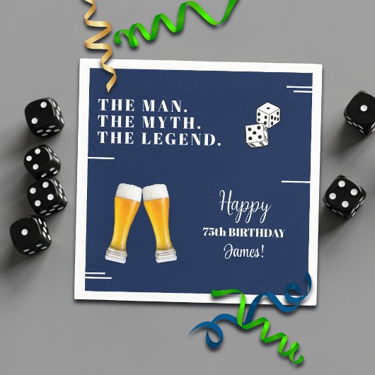 Chic Rolling Dices Pints 75th Birthday スタンダードカクテルナプキン