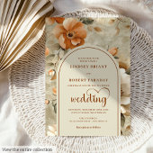 Chic Romantic Boho Burnt Orange Ivory Sage Wedding 招待状