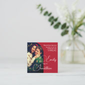 Chic Romantic Deep Red Split Photo QR Wedding エンクロージャーカード (スタンド正面)