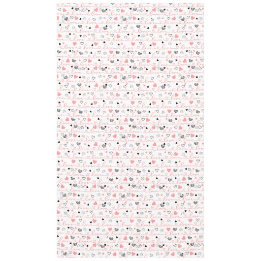 Chic Romantic Love Text Lettering Hearts Valentine テーブルクロス (正面)