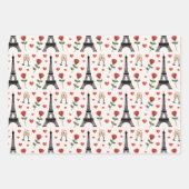 Chic Romantic Paris France Eiffel Tower & Roses ラッピングペーパーシート (正面3)