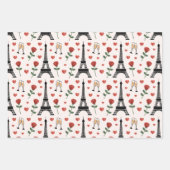 Chic Romantic Paris France Eiffel Tower & Roses ラッピングペーパーシート (正面2)