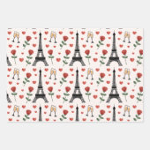 Chic Romantic Paris France Eiffel Tower & Roses ラッピングペーパーシート (正面)