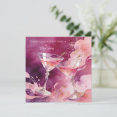 Chic Romantic Pink Martini Galentines Day カード (スタンド正面)