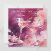 Chic Romantic Pink Martini Galentines Day カード (正面)