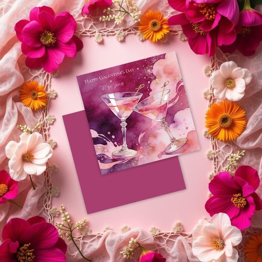 Chic Romantic Pink Martini Galentines Day カード