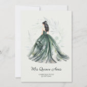 Chic Romantic Spanish Quinceañera Green Shades 招待状 (正面)