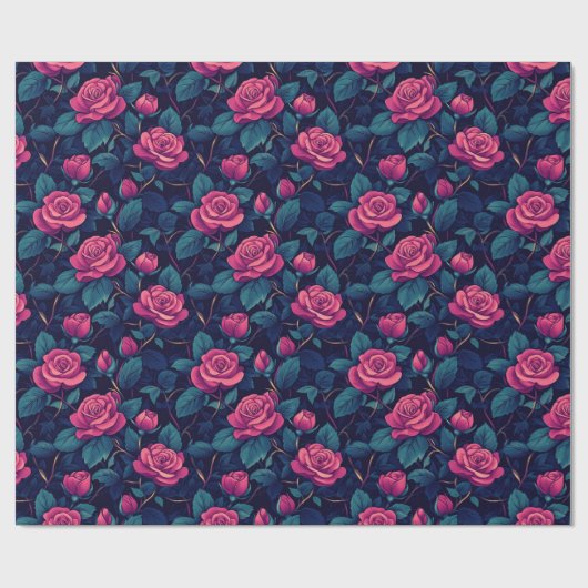 Chic Rose Botanical Wrapping Paper ラッピングペーパー (フラット)