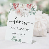 Chic Rose Elegant Floral Wedding Favors Station 台座サイン