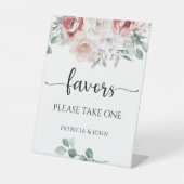 Chic Rose Elegant Floral Wedding Favors Station 台座サイン (正面)