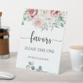 Chic Rose Elegant Floral Wedding Favors Station 台座サイン (インサイチュ)