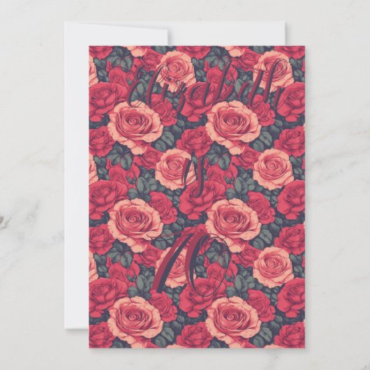 Chic Rose Floral Milestone Birthday 招待状 (裏面)