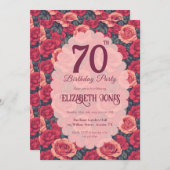 Chic Rose Floral Milestone Birthday 招待状 (正面/裏面)