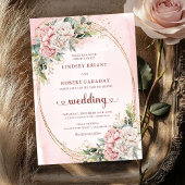 Chic Rose Gold Blush Floral Eucalyptus Wedding   招待状