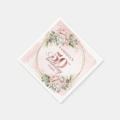 Chic Rose Gold Blush Floral Greenery 50th Birthday スタンダードカクテルナプキン (角)