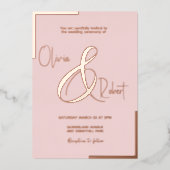 Chic Rose Gold Blush Foil Wedding Invitation Card  箔シーズンカード (正面)
