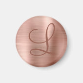 Chic Rose Gold Brushed Metal Monogram Initial マグネット (正面)