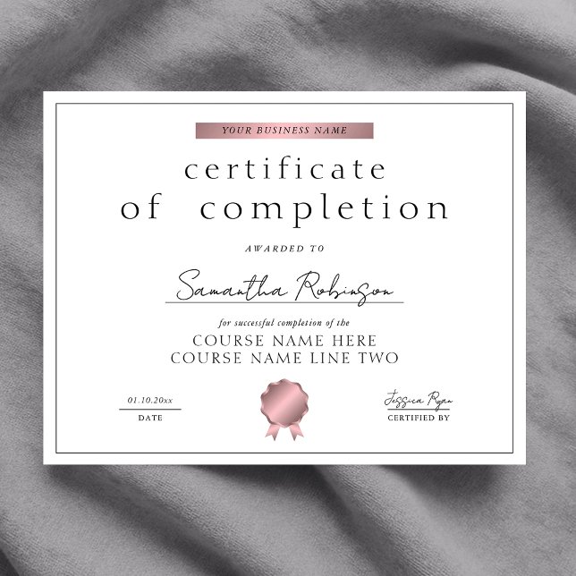 Chic Rose Gold Completion Certificate Course Award (クリエイターアップロード済み)