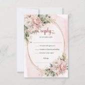 Chic Rose Gold Eucalyptus Wedding RSVP Card (正面)