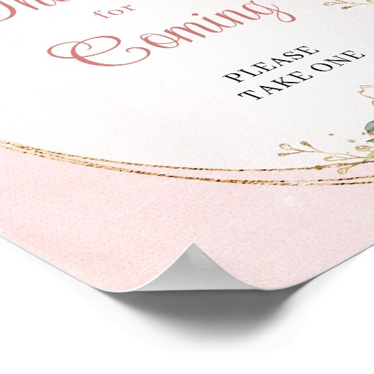 Chic Rose Gold Floral Greenery Thanks for Coming ポスター (角)