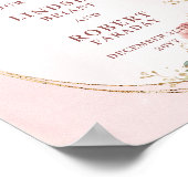 Chic Rose Gold Floral Greenery Wedding Welcome  ポスター (角)