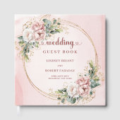 Chic Rose Gold Flowers and Greenery Wedding Guest ゲストブック (正面)