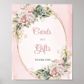 Chic Rose Gold Flowers Eucalyptus Cards and Gifts ポスター (正面)