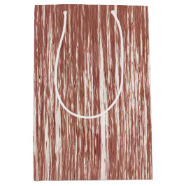 Chic Rose Gold Glam Tinsel Stripes Christmas ミディアムペーパーバッグ