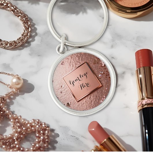 Chic Rose Gold Glitter Custom Logo  キーホルダー