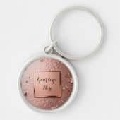 Chic Rose Gold Glitter Custom Logo  キーホルダー (正面)