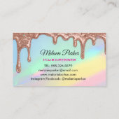 Chic Rose Gold Glitter Holographic Hairdresser  名刺 (裏面)