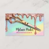 Chic Rose Gold Glitter Holographic Hairdresser  名刺 (正面)