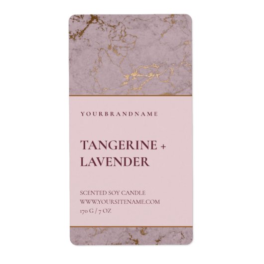 Chic Rose Gold Marble Candle Product Label ラベル (正面)