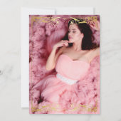 Chic Rose Gold Sweet 16 Crown Birthday Photo 招待状 (裏面)