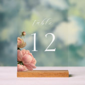 Chic Rose Wedding Table Number アクリルサイン (ニュートラル)