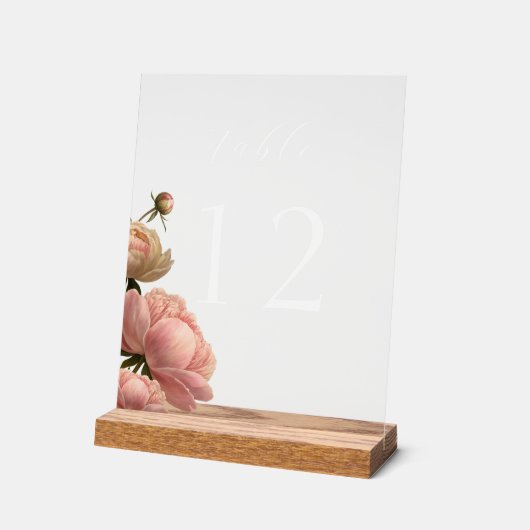 Chic Rose Wedding Table Number アクリルサイン (傾斜)