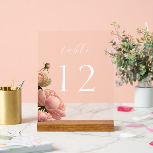 Chic Rose Wedding Table Number アクリルサイン (ウェディング)