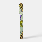 Chic roses wild violets stained Glass iPhoneケース (左側面)