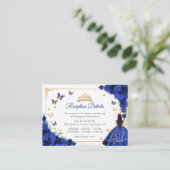Chic Royal Blue Gold Quincenarea Reception Details エンクロージャーカード (スタンド正面)
