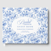 Chic Royal Blue Roses Toile Bridal Shower Guestboo ゲストブック (正面)