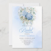 Chic Rustic Bohemian Blue Hydrangeas Bridal Shower 招待状 (正面)