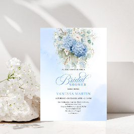 Chic Rustic Bohemian Blue Hydrangeas Bridal Shower 招待状