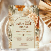 Chic Rusty Beige Olive Floral Rehearsal Invitation 招待状