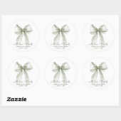 Chic Sage Bow Watercolor Bridal Shower Thank You ラウンドシール (シート)