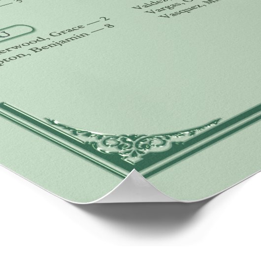 Chic Sage Eucalyptus Green Wedding Seating Chart   ポスター (角)