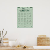 Chic Sage Eucalyptus Green Wedding Seating Chart   ポスター (キッチン)
